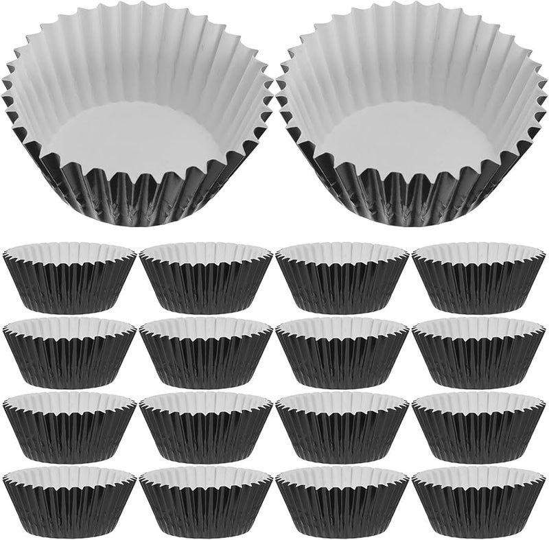 Black Aluminum Foil Cupcake Liners 100Pcs Non Stick Oil Resistant Baking Cups - Image 1